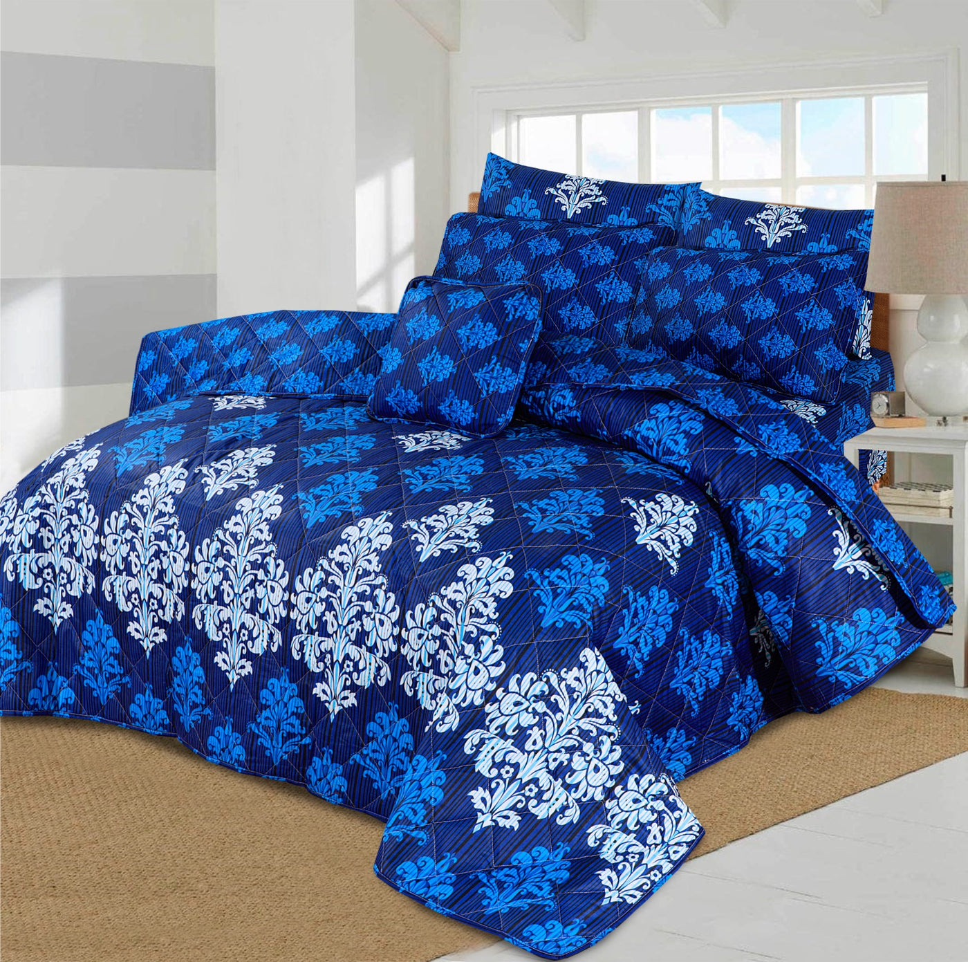 7 PCS COMFORTER SET - DEMASK BLUE