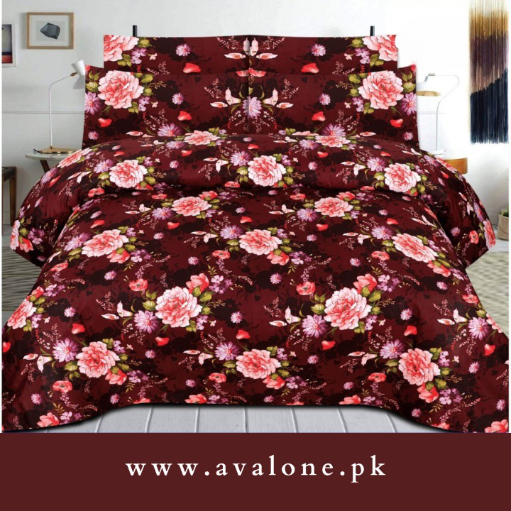 PRINTED DARK BROWN - 3 PCS BEDSHEET