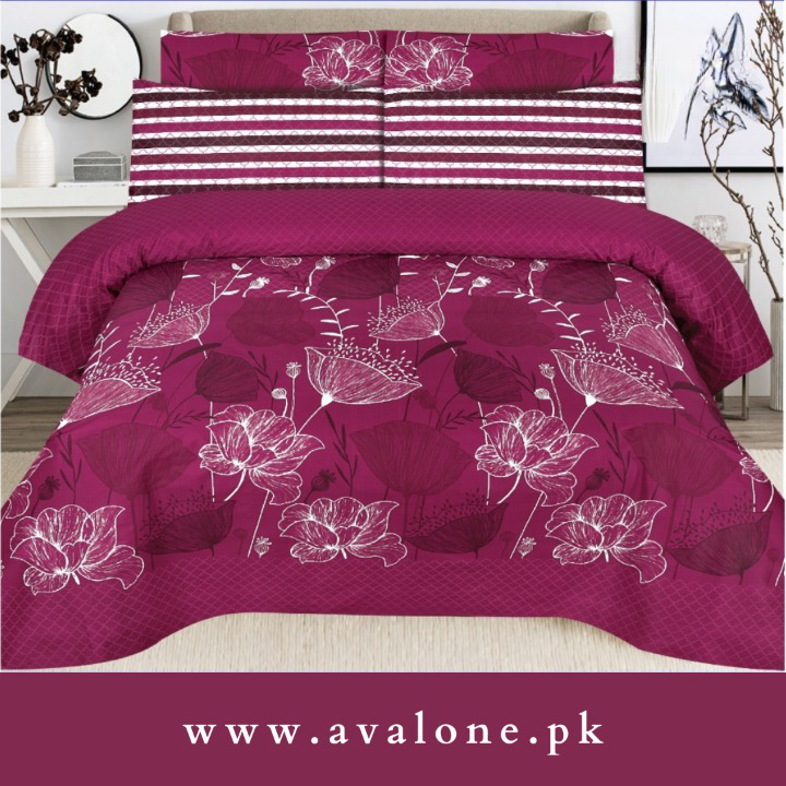 PRINTED MULBERRY FLOWER  - 3 PCS BEDSHEET