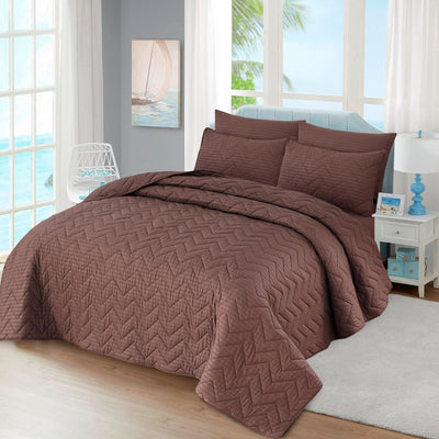 BROWN STRIPE Plain- 6pcs Summer Comforter Set (Light Filling)