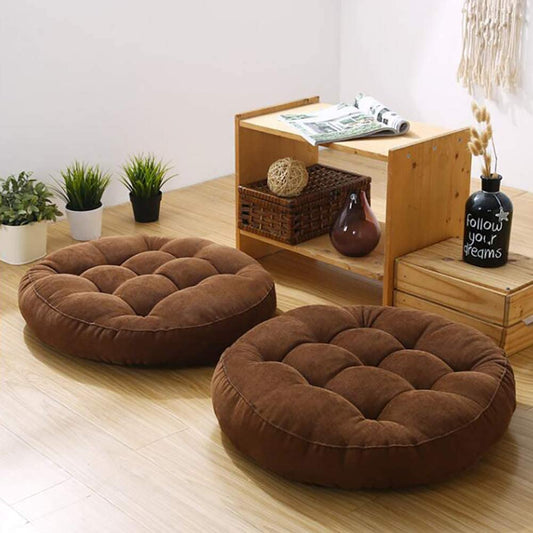 FLOOR CUSHION PAIR - BROWN