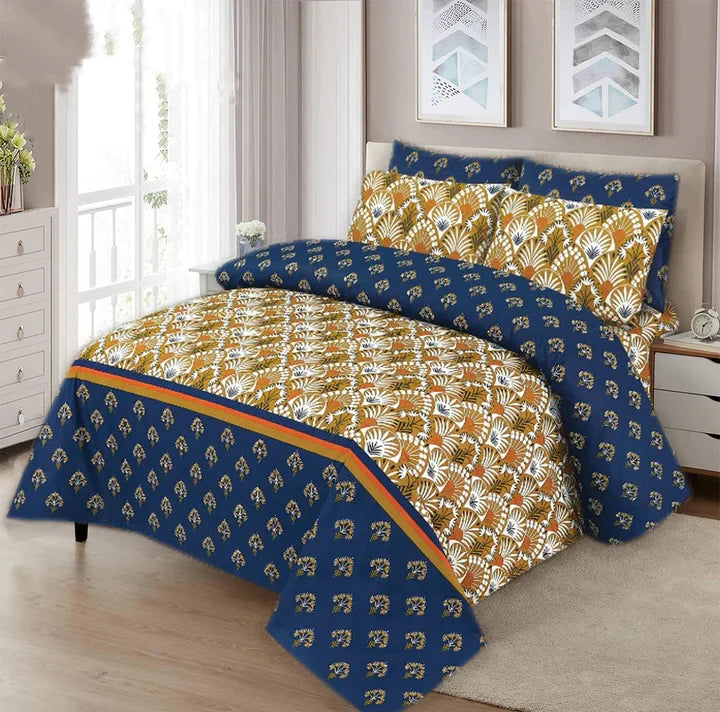 6 PCS COMFORTER SET - BLUE GOLD