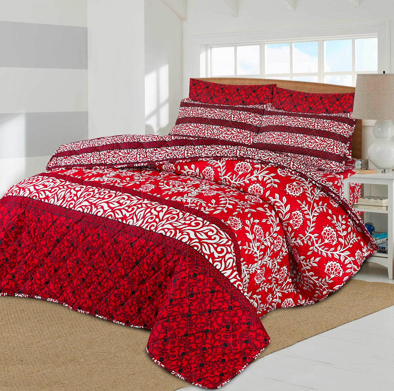 Reddish Patti - 7pcs Summer Comforter Set (Light Filling)