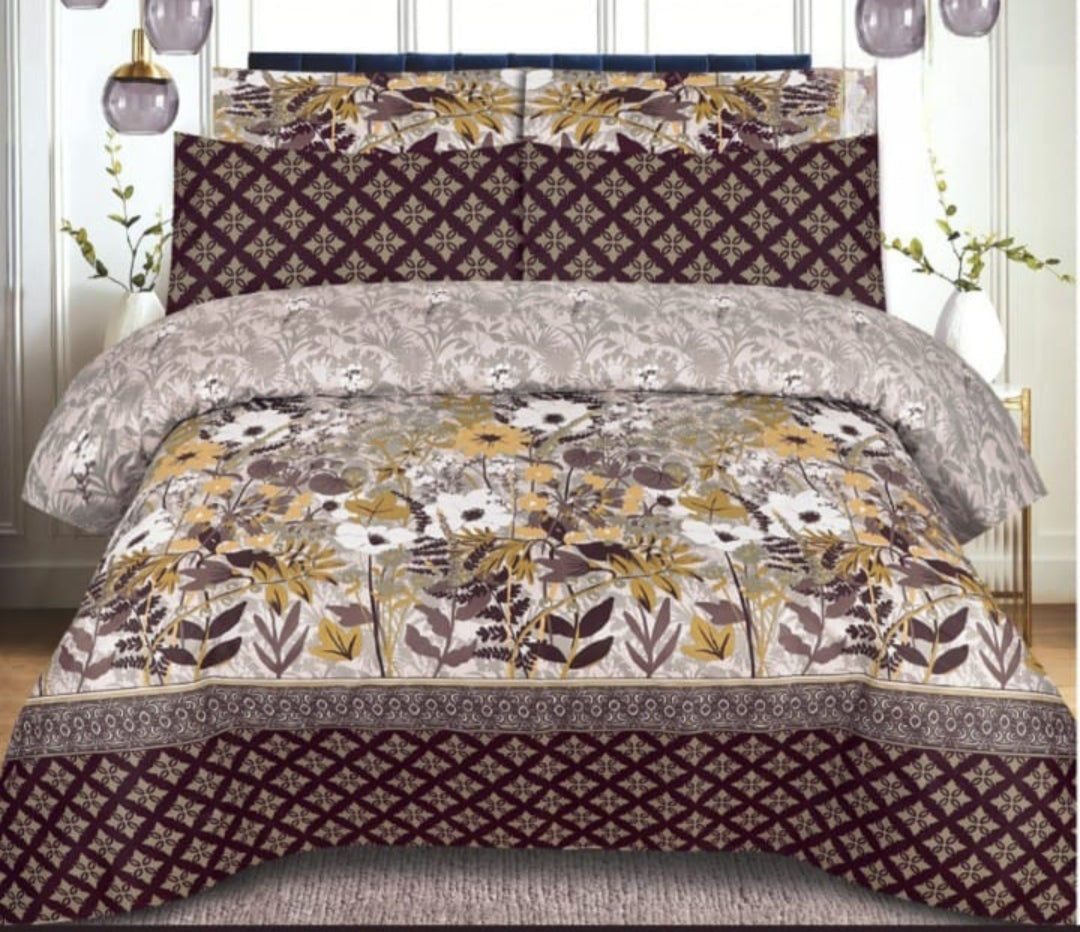 PRINTED BROWN BRANCHES - 3 PCS BEDSHEET