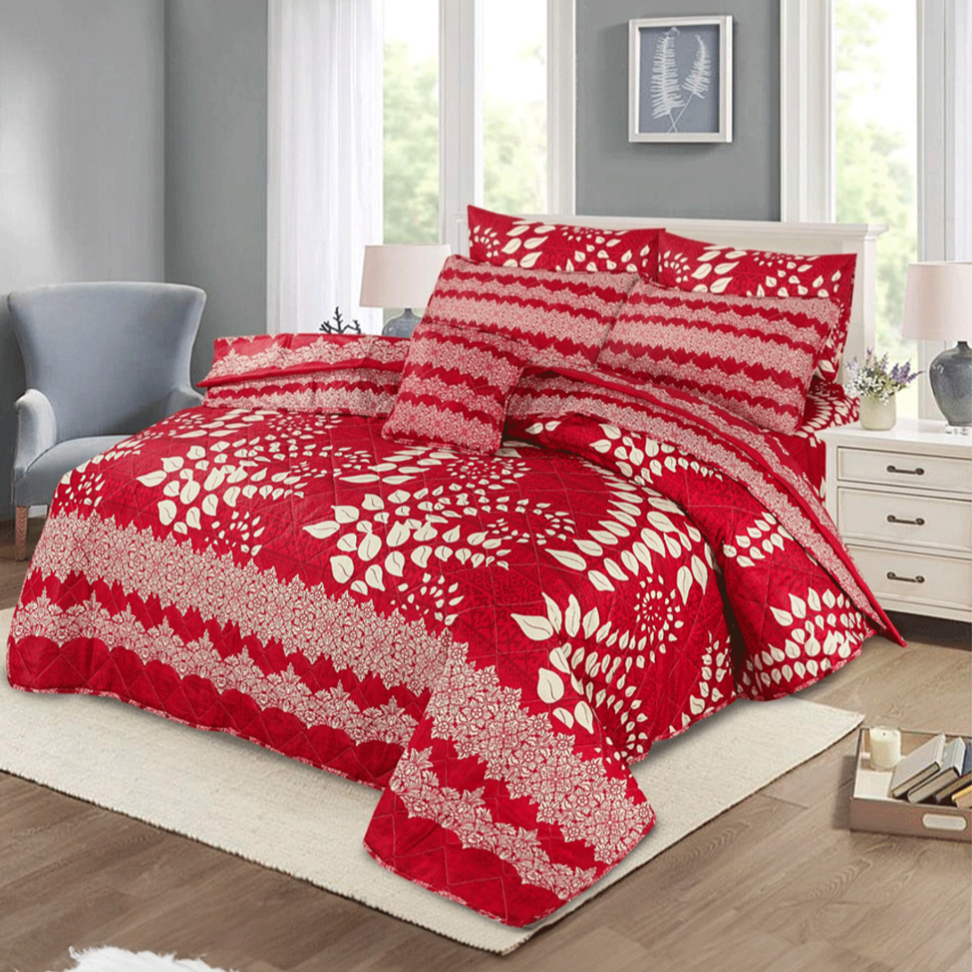 7 PCS COMFORTER SET - CRIMSON AZRA