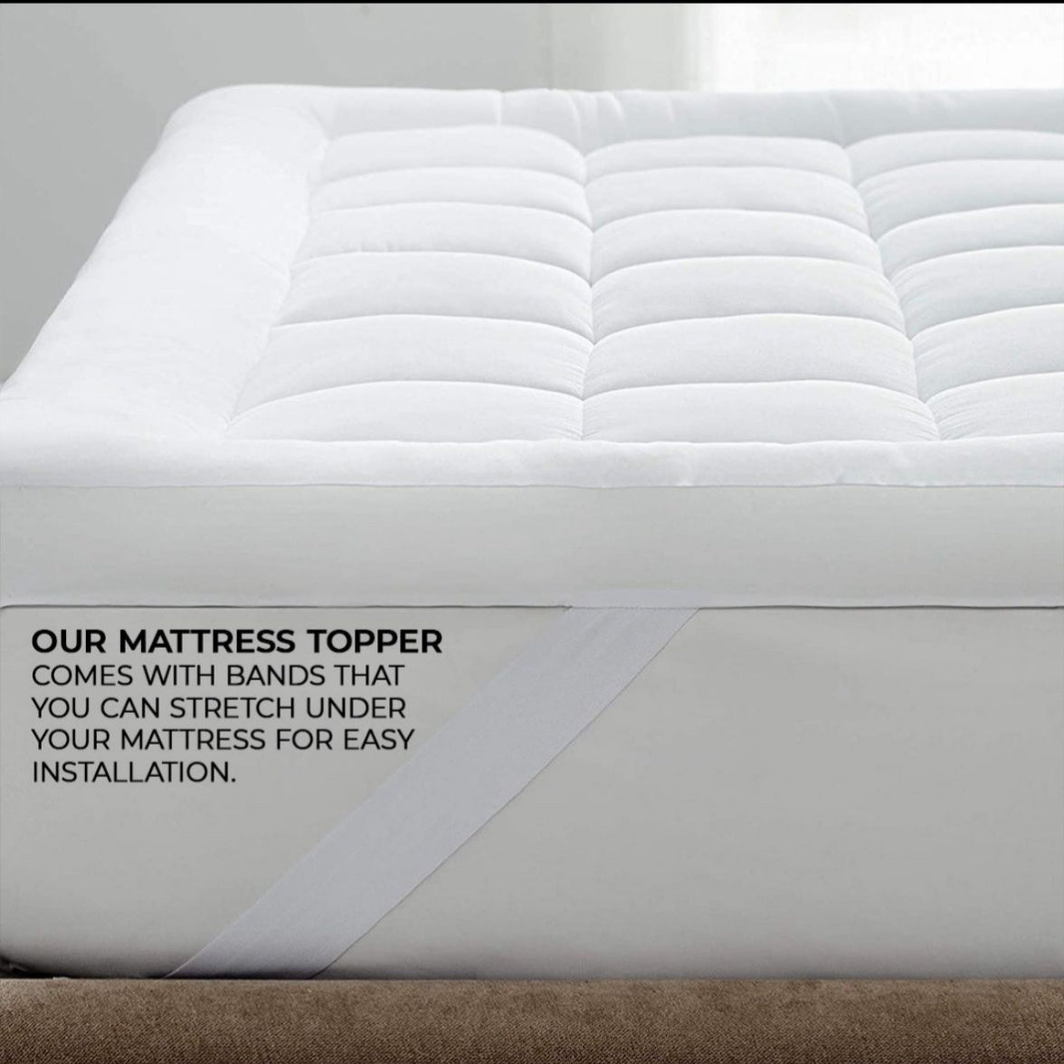 PREMIUM FLUFFY QUILTED MATTRESS TOPPER WHITE