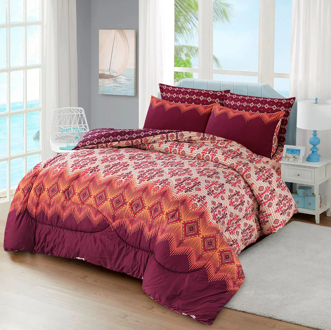 7 PCS COMFORTER SET - FLOWERS