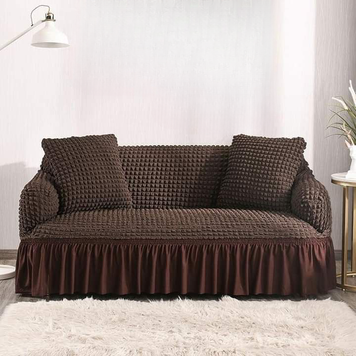 RUFFLED TURKISH SOFA COVER - BROWN