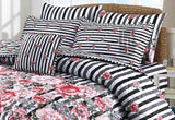 7 PCS COMFORTER SET - FLORAL STRIPES