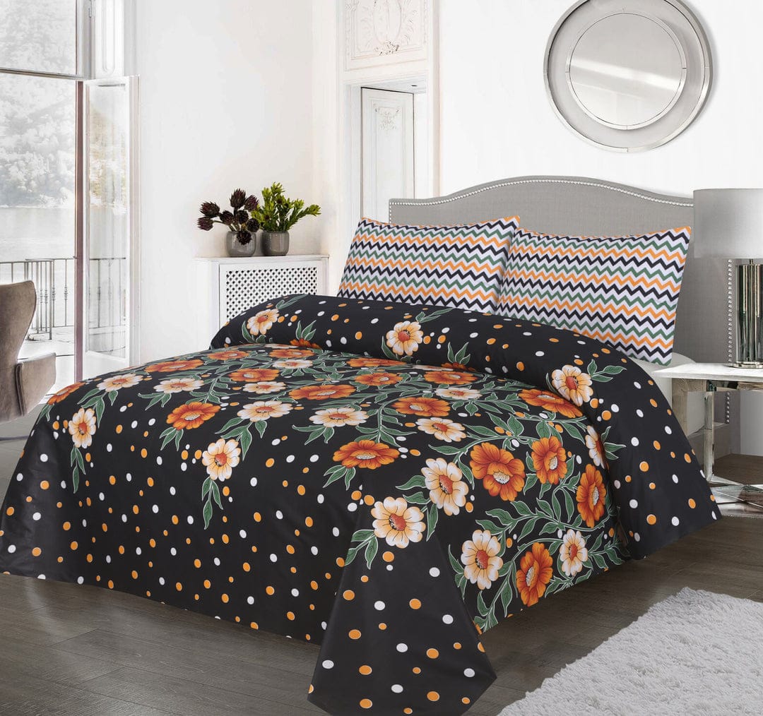 KING SIZE 3 PC BED SHEET - BLACK TULIP