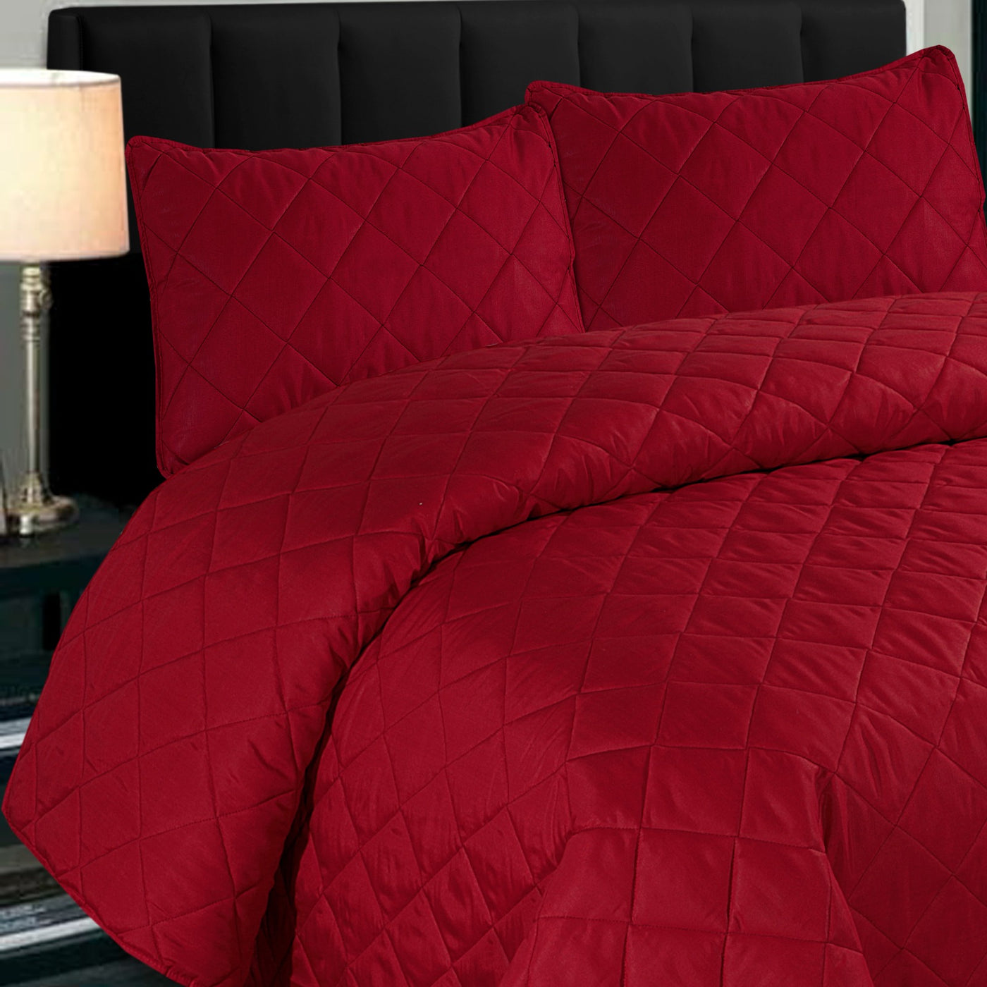 Plain Red 3pcs Comforter Set ( Light Filling )