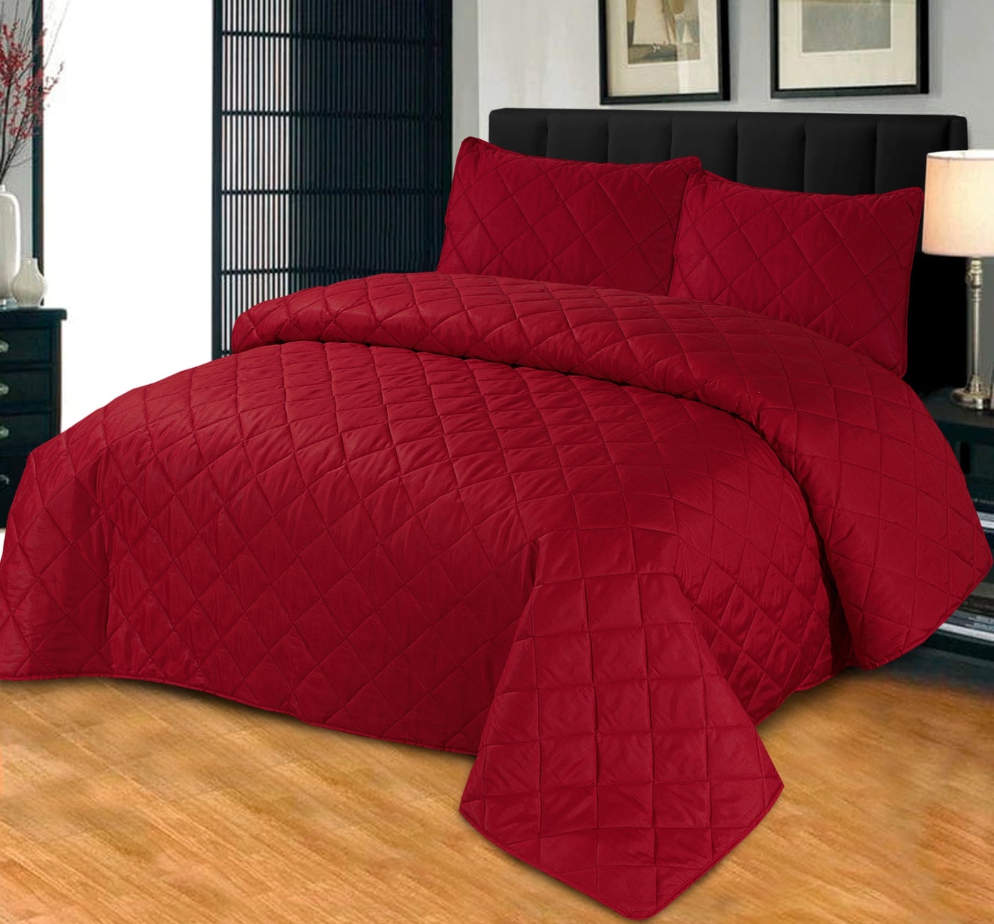 Plain Red 3pcs Comforter Set ( Light Filling )