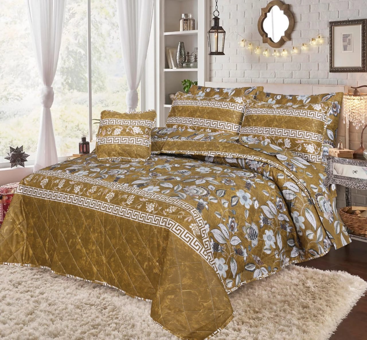 7 PCS COMFORTER SET - MUSTARD