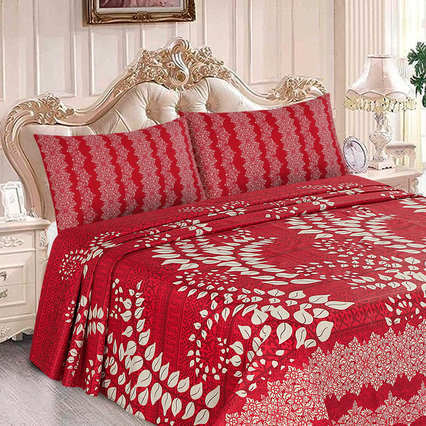 KING SIZE 3 PC BED SHEET SET - CRIMSON