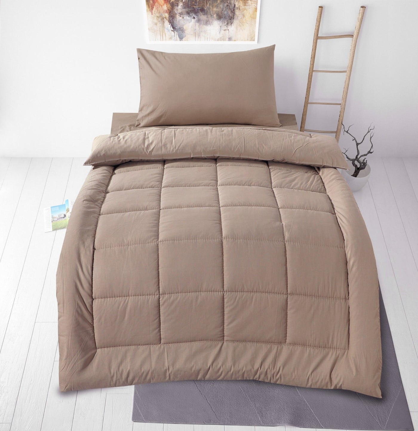 SINGLE BED COMFORTER SET - BEIGE