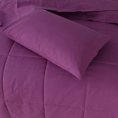 SINGLE BED COMFORTER SET - BURGUNDY