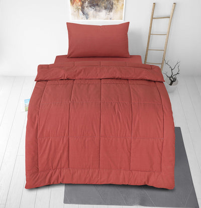 SINGLE BED COMFORTER SET - CARROT RED