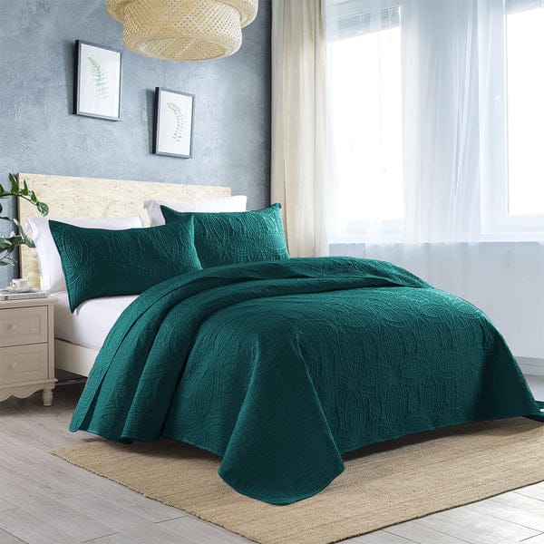 TEAL Plain- Summer BEDSPREAD Set (Light Filling)