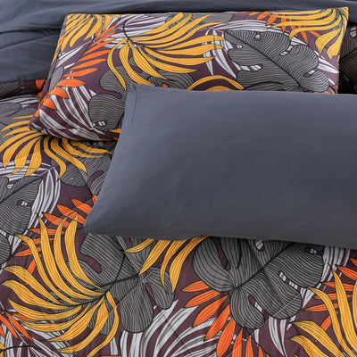 Grey Palm -8pcs Summer Comforter Set (Light Filling)