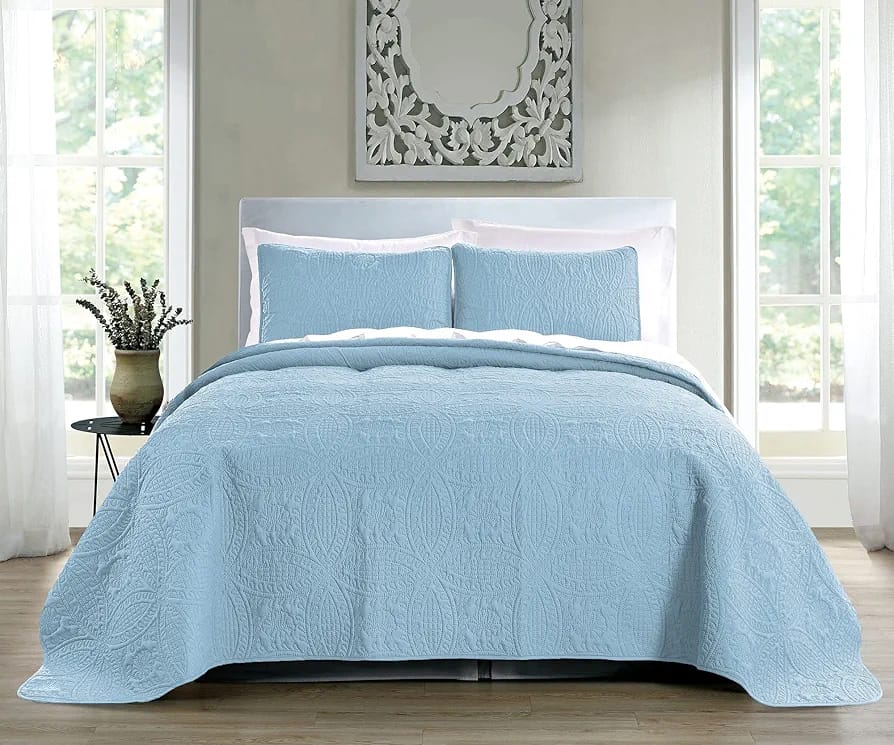 Sky Blue - Summer BEDSPREAD Set (Light Filling)