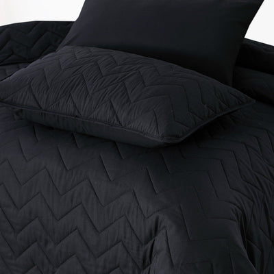 BLACK Plain- 6pcs Summer Comforter Set (Light Filling)