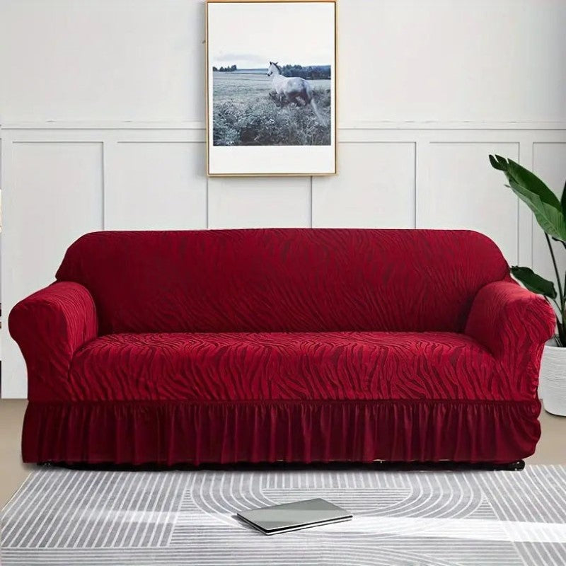 Premium Zebra Velvet Palachi Sofa Cover - Maroon