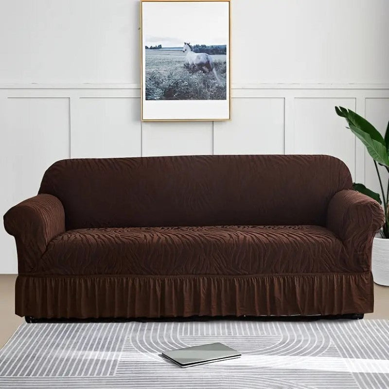 Premium Zebra Velvet Palachi Sofa Cover - Dark Brown