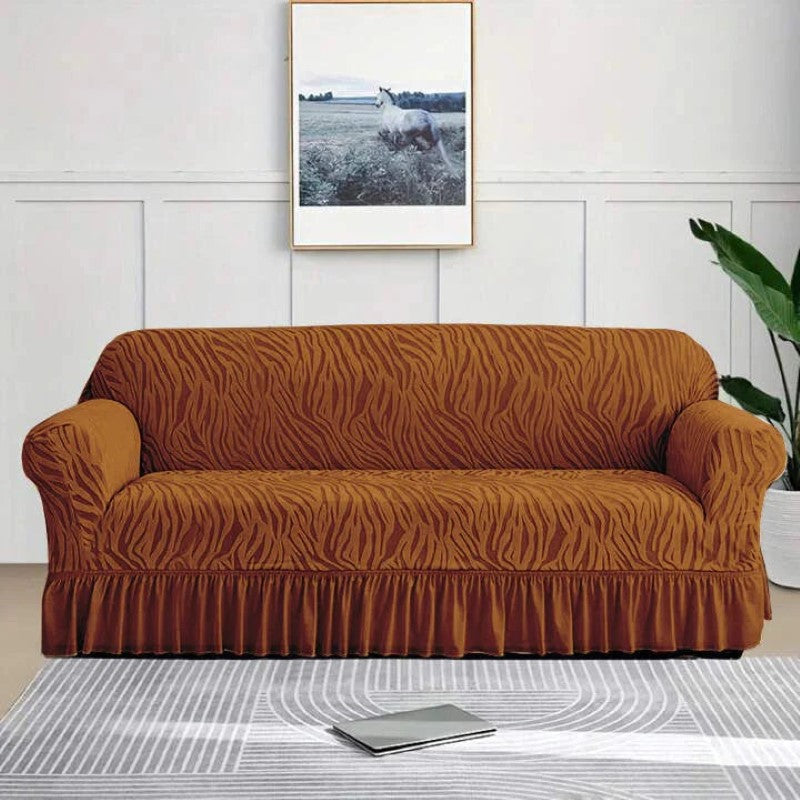 Premium Zebra Velvet Palachi Sofa Cover - Copper