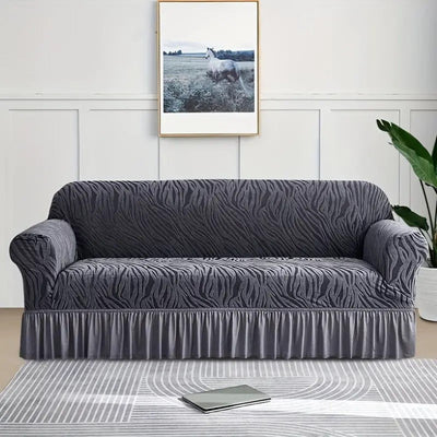 Premium Zebra Velvet Palachi Sofa Cover - Grey