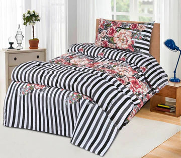 SINGLE BED RAZAI SET - FLORAL STRIPE